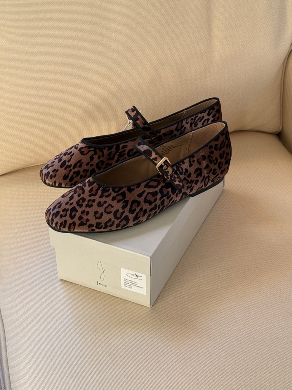 Joie Leopard-Print Mary Jane Flats in Brown and Black sz 10